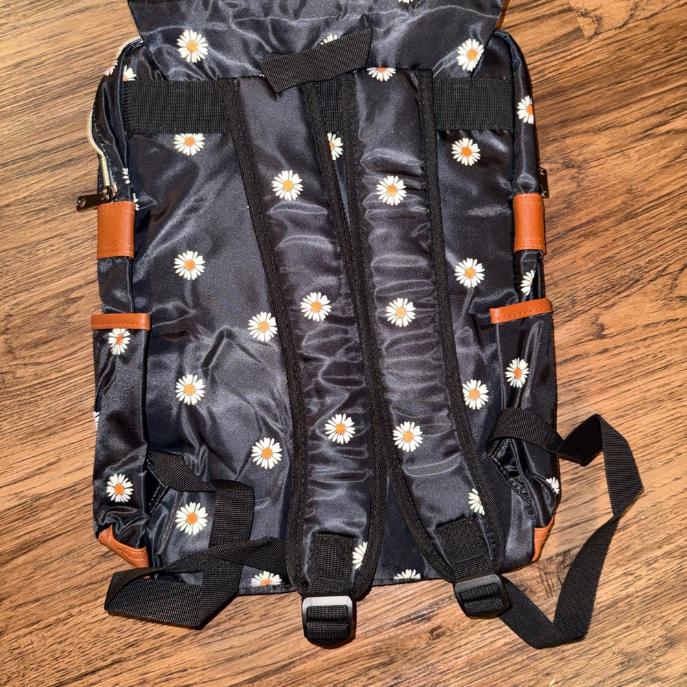 Xinveen Black with Daisies Slim Vintage Laptop Backpack - New - Picture 10 of 10